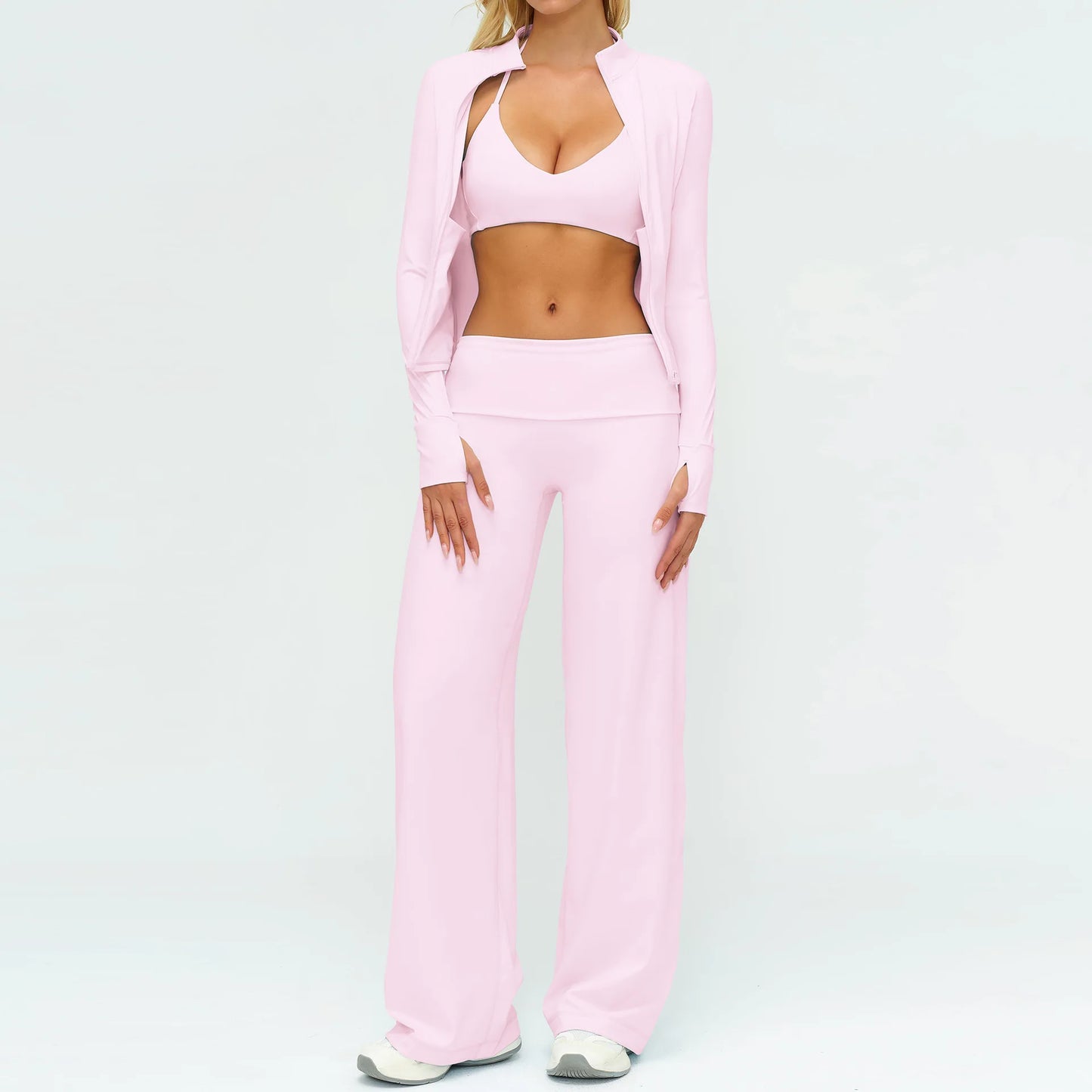 2/3PCS Yoga Set Women Tracksuit Workout Sportswear Gym Clothing Fitness Long Sleeve High Waist Leggings Sports Suit Yoga Outfits