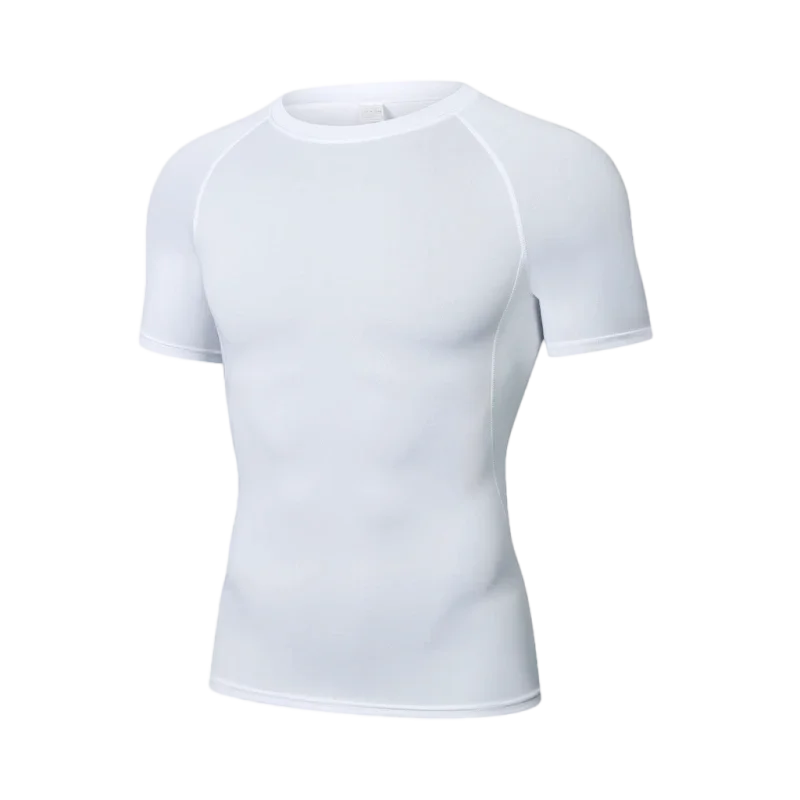 Men's Reflective Stripe Quick Dry Compression T-Shirt - Elastic Athletic Workout Top for Running, Gym, Fitness
