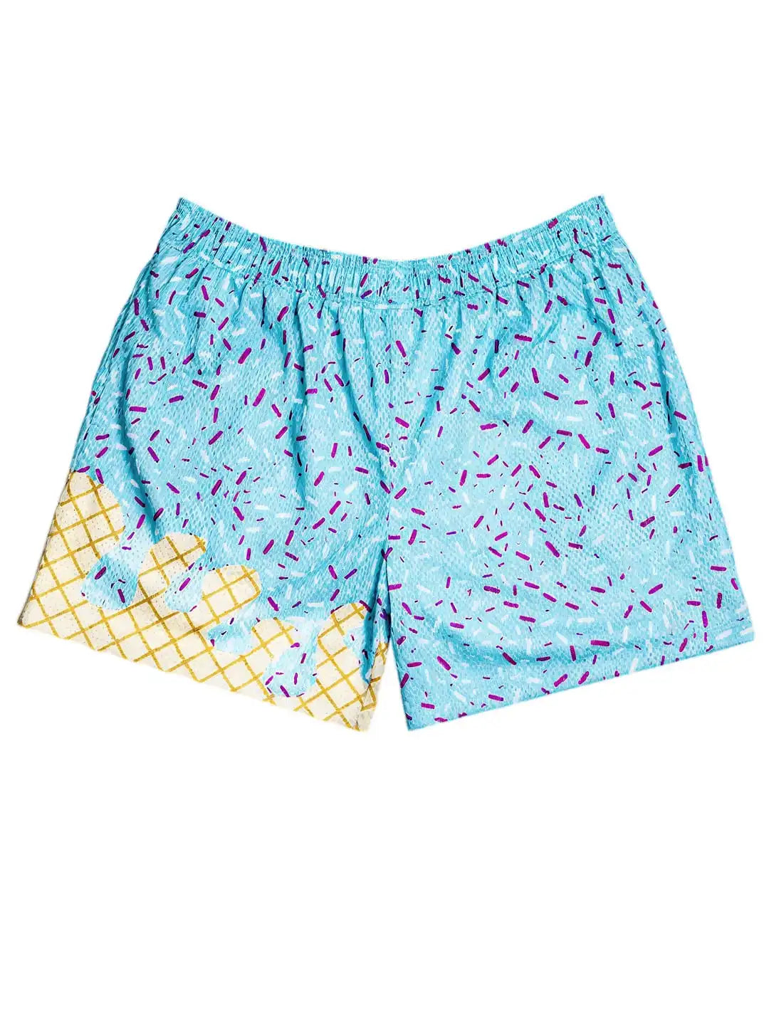 Ice Cream Print Baseball 101 Shorts,Cute Ice Cream Print,Loose Fit, Suitable For Golf, Running, Training And Beach Activities