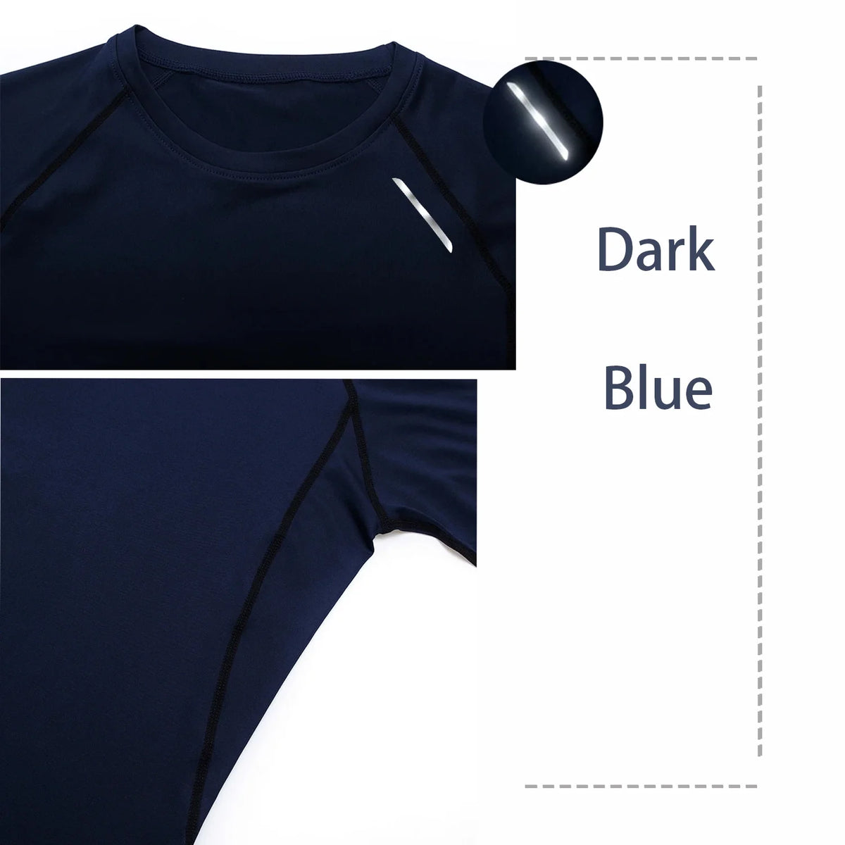 Men's Reflective Stripe Quick Dry Compression T-Shirt - Elastic Athletic Workout Top for Running, Gym, Fitness