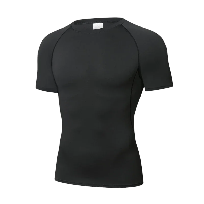 Men's Reflective Stripe Quick Dry Compression T-Shirt - Elastic Athletic Workout Top for Running, Gym, Fitness