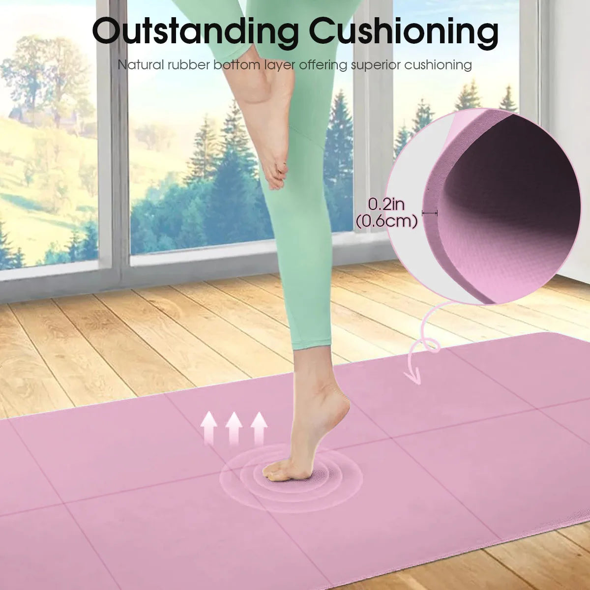 Yoga Mat Pilates Fitness Mat 3/4/6mm Thickness Non Slip Yoga Cushion Travel Fitness Exercise Pad for Women Home Gym Floor Workout