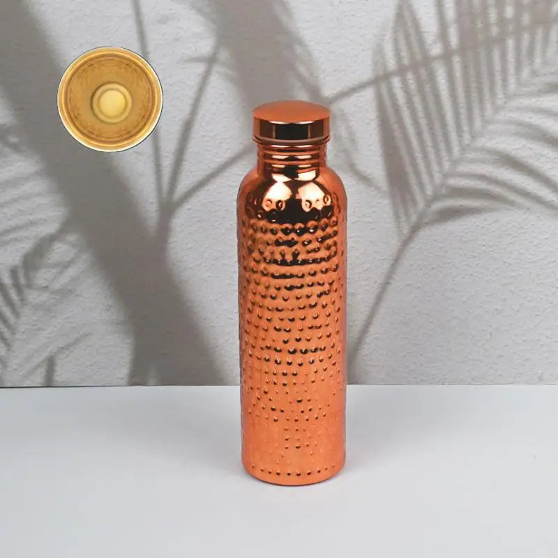 800ML Electroplated Copper Water Bottle One-Click Open Lid Anti-Slip Hammer Pattern Bottle Sports Water Bottle〔CC33〕