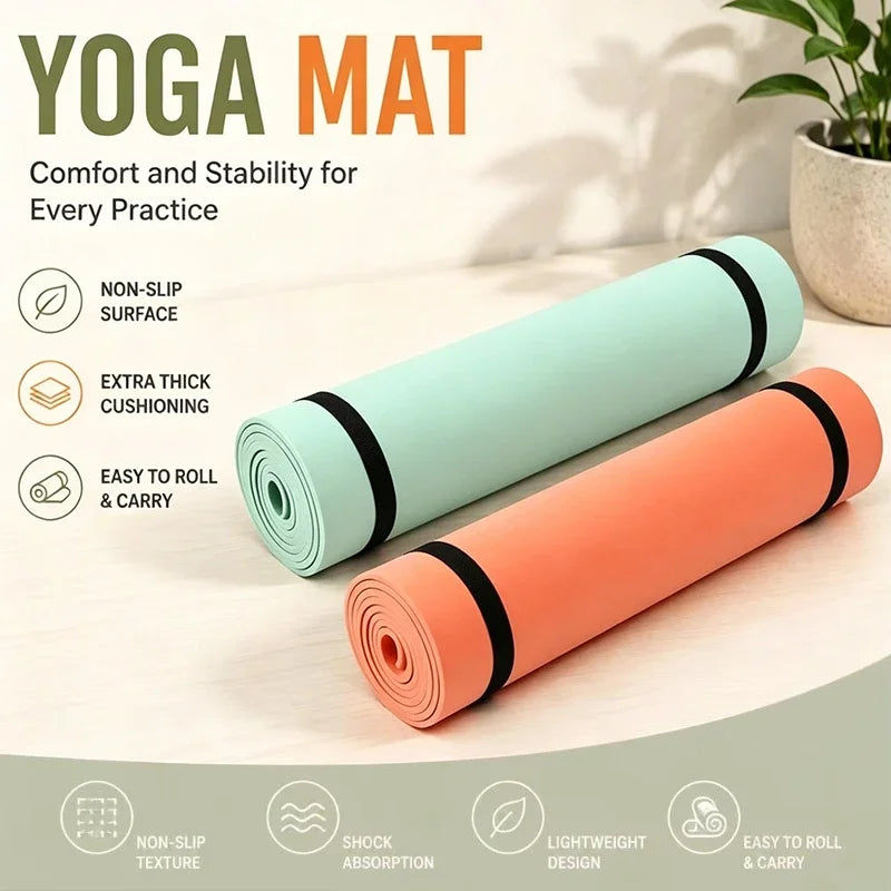 Hot Sale Yoga Mat Pilates Fitness Non‑Slip Cushion Travel Exercise Pad For Women Home Gym Floor Workout Training 180*50*0.6cm
