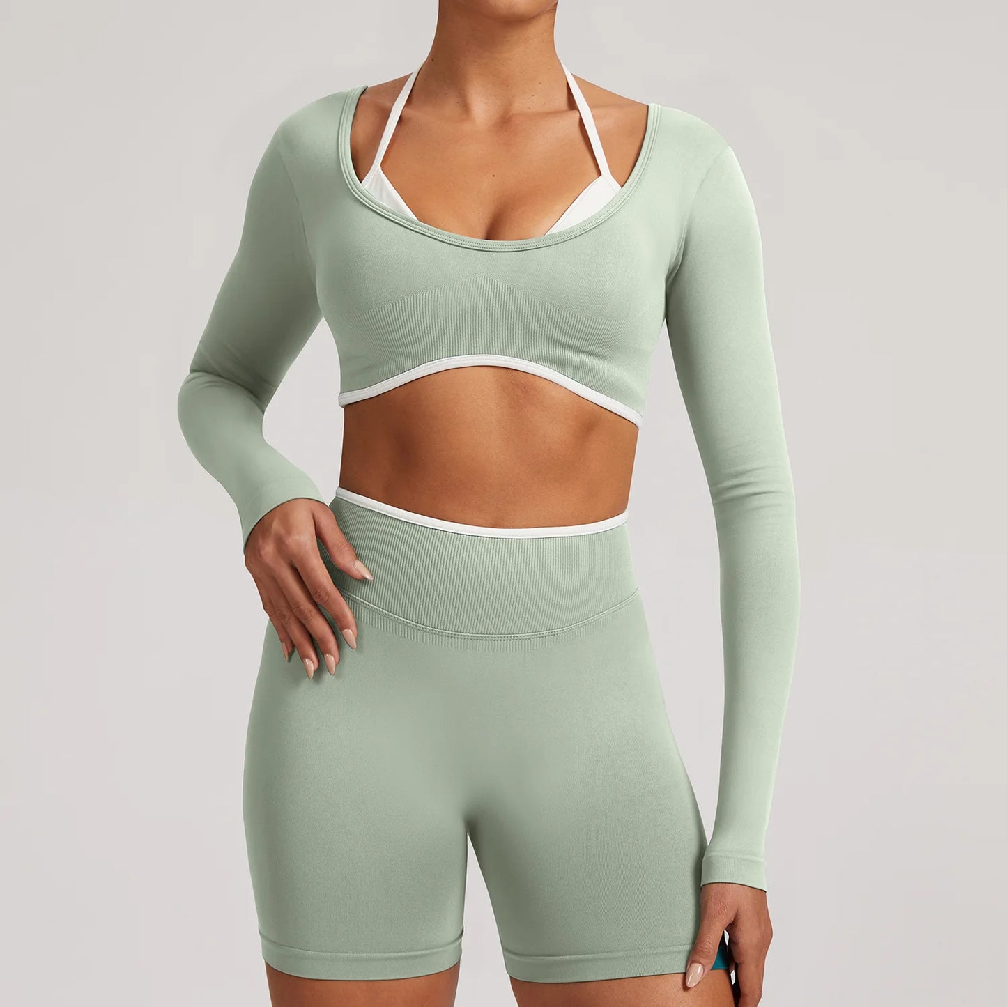 Sportswear 2PCS Seamless Yoga Set Gym Fitness Suit Women Yoga Tracksuits Workout Gym Clothes Crop Top Sports Leggings Suit