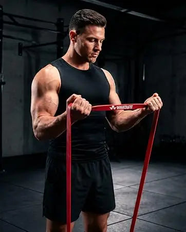 WHATAFIT Resistance Bands, Exercise Bands, Workout Bands with Handles, Door Anchor and Ankle Straps, 5 Resistance Levels Fitness Bands for Strength Training, Physical Therapy, and Home Gym Equipment
