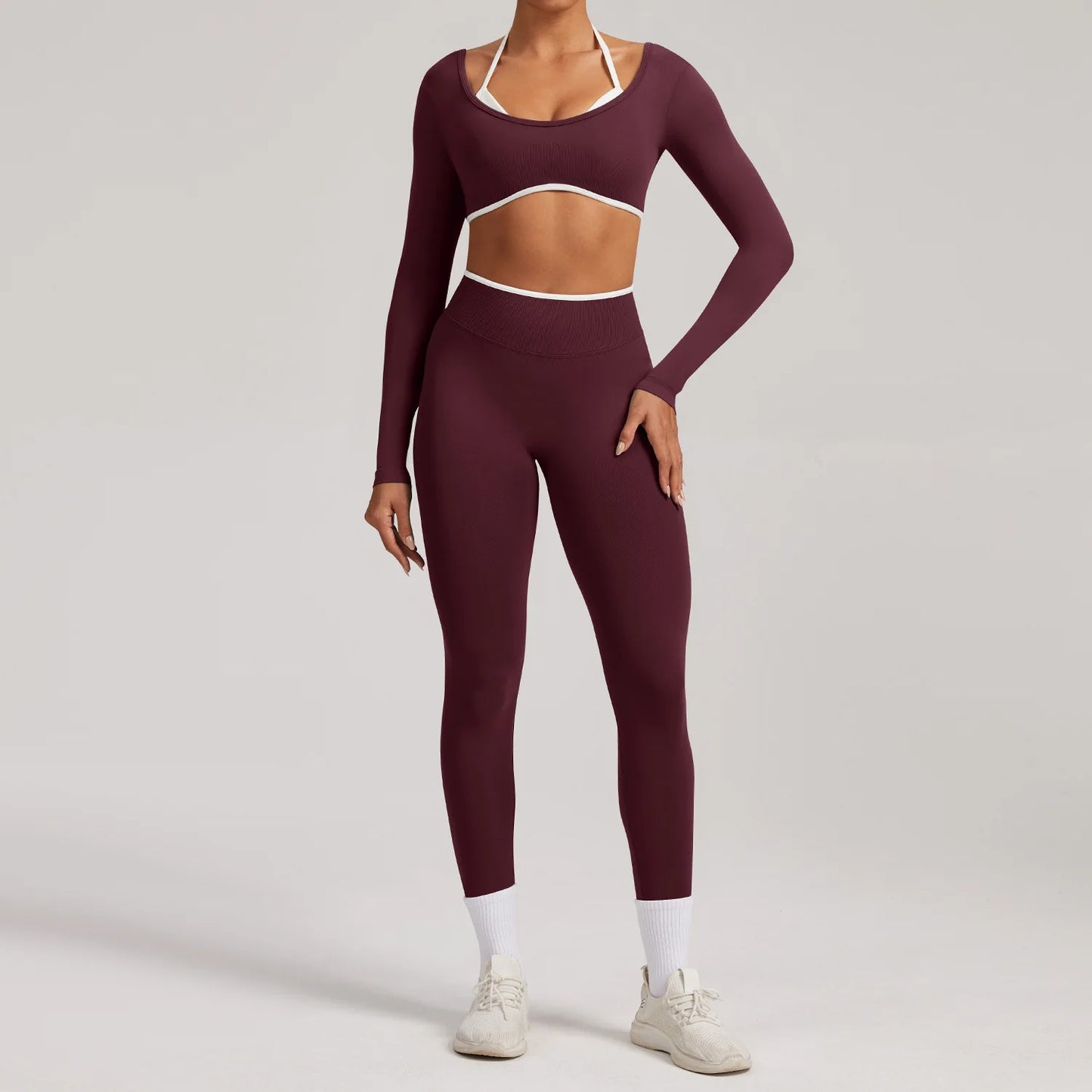 Sportswear 2PCS Seamless Yoga Set Gym Fitness Suit Women Yoga Tracksuits Workout Gym Clothes Crop Top Sports Leggings Suit