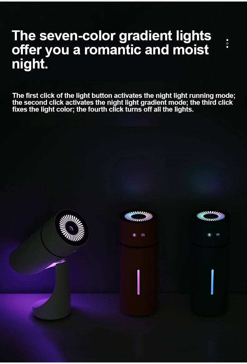 260ML Wireless Air Humidifier USB Aromatherapy Diffuser 1000mAh Rechargeable Battery Ultrasonic Cool Mist Maker Quiet Fogger