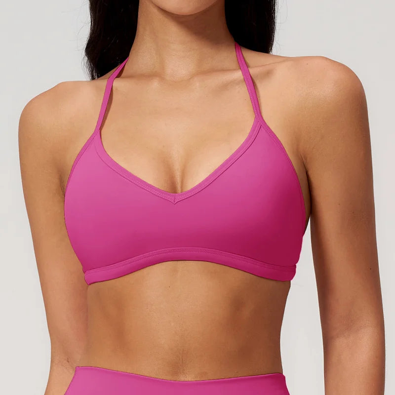 Sporty Woman Top New Brushed Yoga Wear For Women Halter Neck Bra Shockproof Quick-dry Summer Women Underwear Gym Clothes Woman