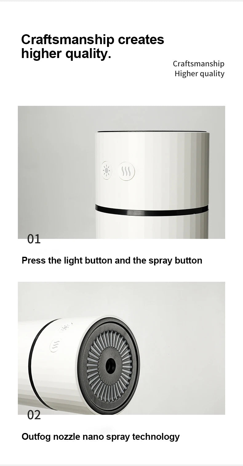 260ML Wireless Air Humidifier USB Aromatherapy Diffuser 1000mAh Rechargeable Battery Ultrasonic Cool Mist Maker Quiet Fogger