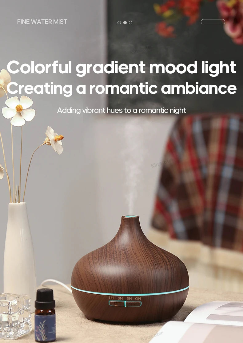 Wood Grain Aromatherapy Diffuser USB Humidifier Desktop Air Purifier Aroma Cool Mist Difusor/Essential Oil Set