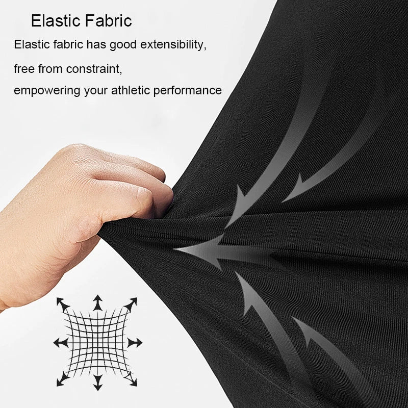 Men's Reflective Stripe Quick Dry Compression T-Shirt - Elastic Athletic Workout Top for Running, Gym, Fitness