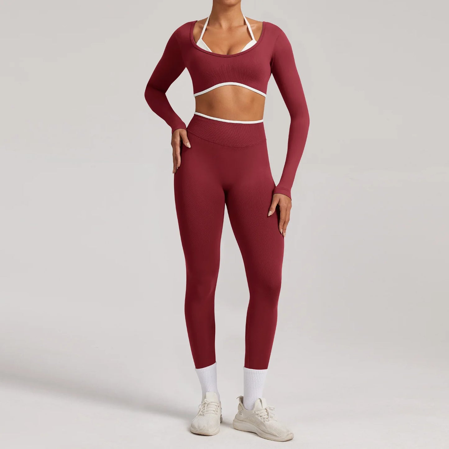 Sportswear 2PCS Seamless Yoga Set Gym Fitness Suit Women Yoga Tracksuits Workout Gym Clothes Crop Top Sports Leggings Suit