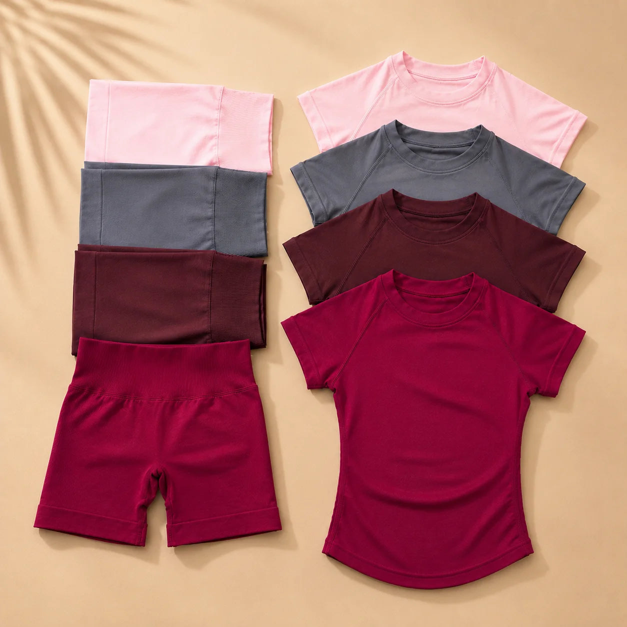 NoLogo Women Yoga Set Seamless Short Sleeve Sports Top High Waist Biker Shorts Fitness Gym Workout Activewear Set