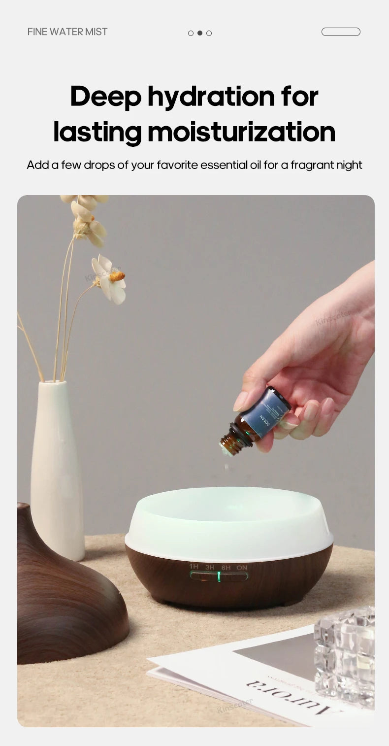 Wood Grain Aromatherapy Diffuser USB Humidifier Desktop Air Purifier Aroma Cool Mist Difusor/Essential Oil Set
