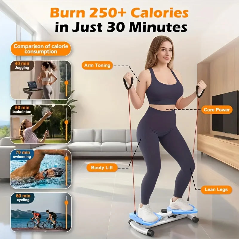 Twist Waist Plate, 20.87 Inch Waist Twister Machine with 2x30 Inch Ropes, 300 lbs Capacity Ab Twisting Fitness for Men & Women