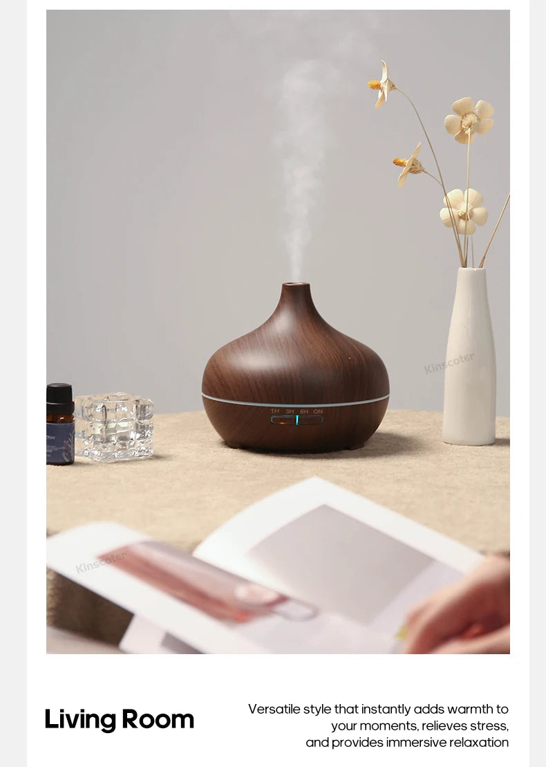 Wood Grain Aromatherapy Diffuser USB Humidifier Desktop Air Purifier Aroma Cool Mist Difusor/Essential Oil Set