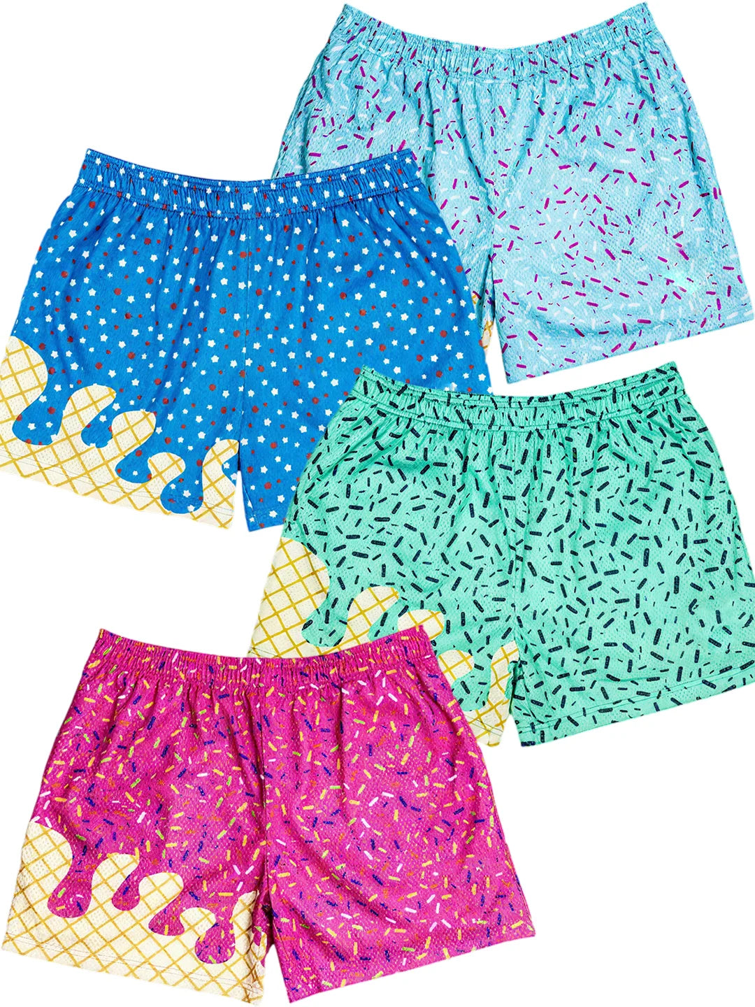 Ice Cream Print Baseball 101 Shorts,Cute Ice Cream Print,Loose Fit, Suitable For Golf, Running, Training And Beach Activities