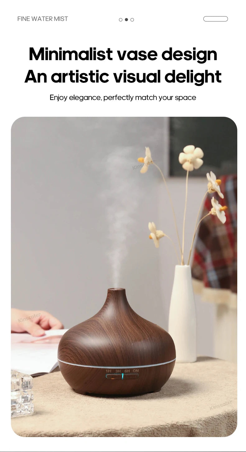 Wood Grain Aromatherapy Diffuser USB Humidifier Desktop Air Purifier Aroma Cool Mist Difusor/Essential Oil Set