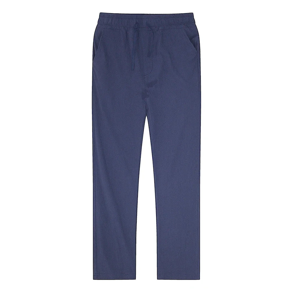 2025 Men Cotton Linen Casual Pants Baggy Streetwear Men Joggers Sports Trousers Solid Color Long Straight Trendy Pants for Men