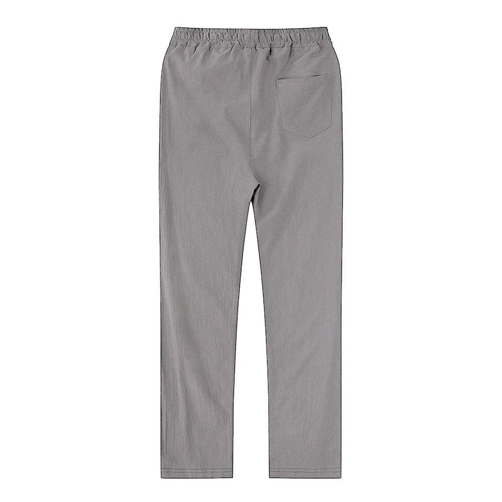 2025 Men Cotton Linen Casual Pants Baggy Streetwear Men Joggers Sports Trousers Solid Color Long Straight Trendy Pants for Men