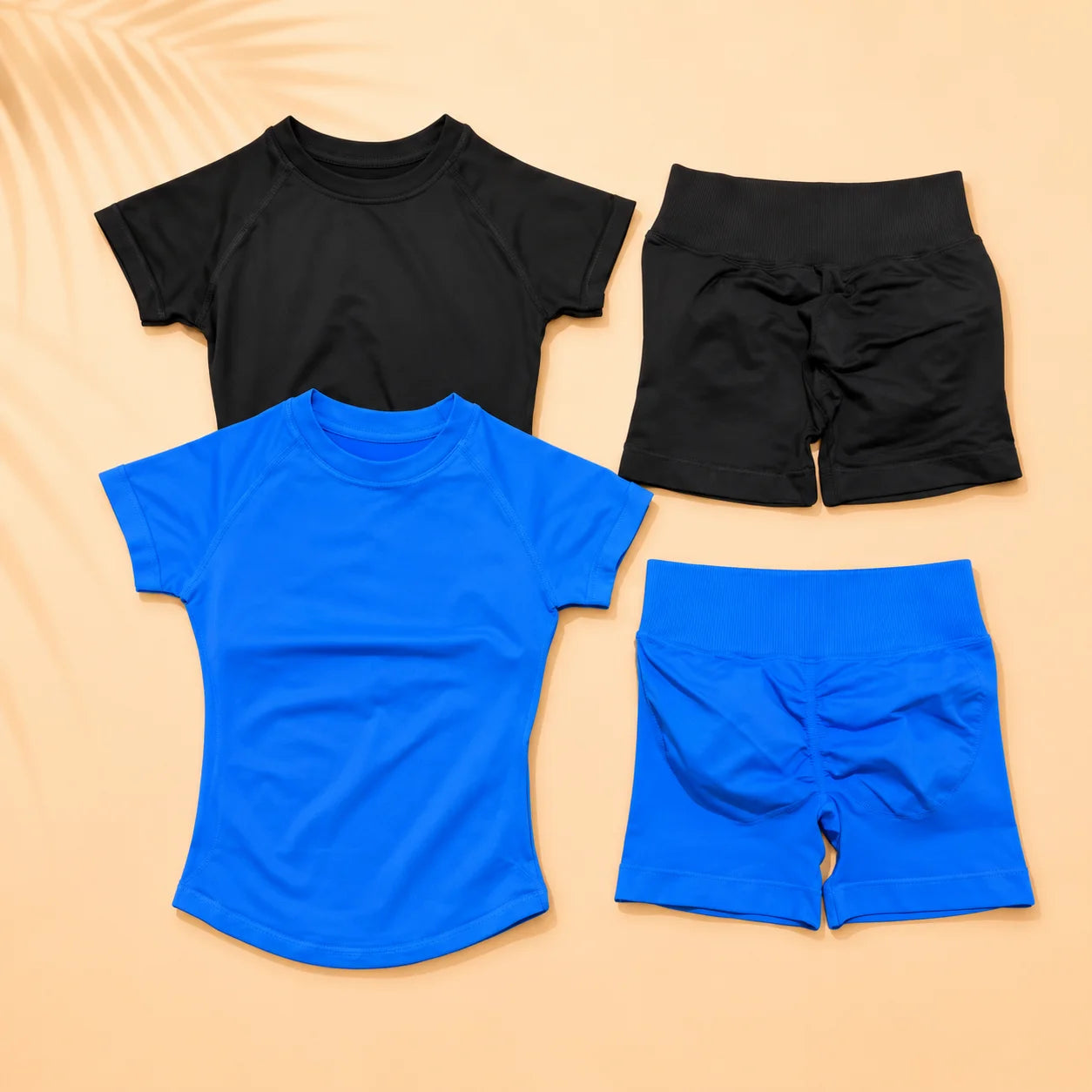 NoLogo Women Yoga Set Seamless Short Sleeve Sports Top High Waist Biker Shorts Fitness Gym Workout Activewear Set