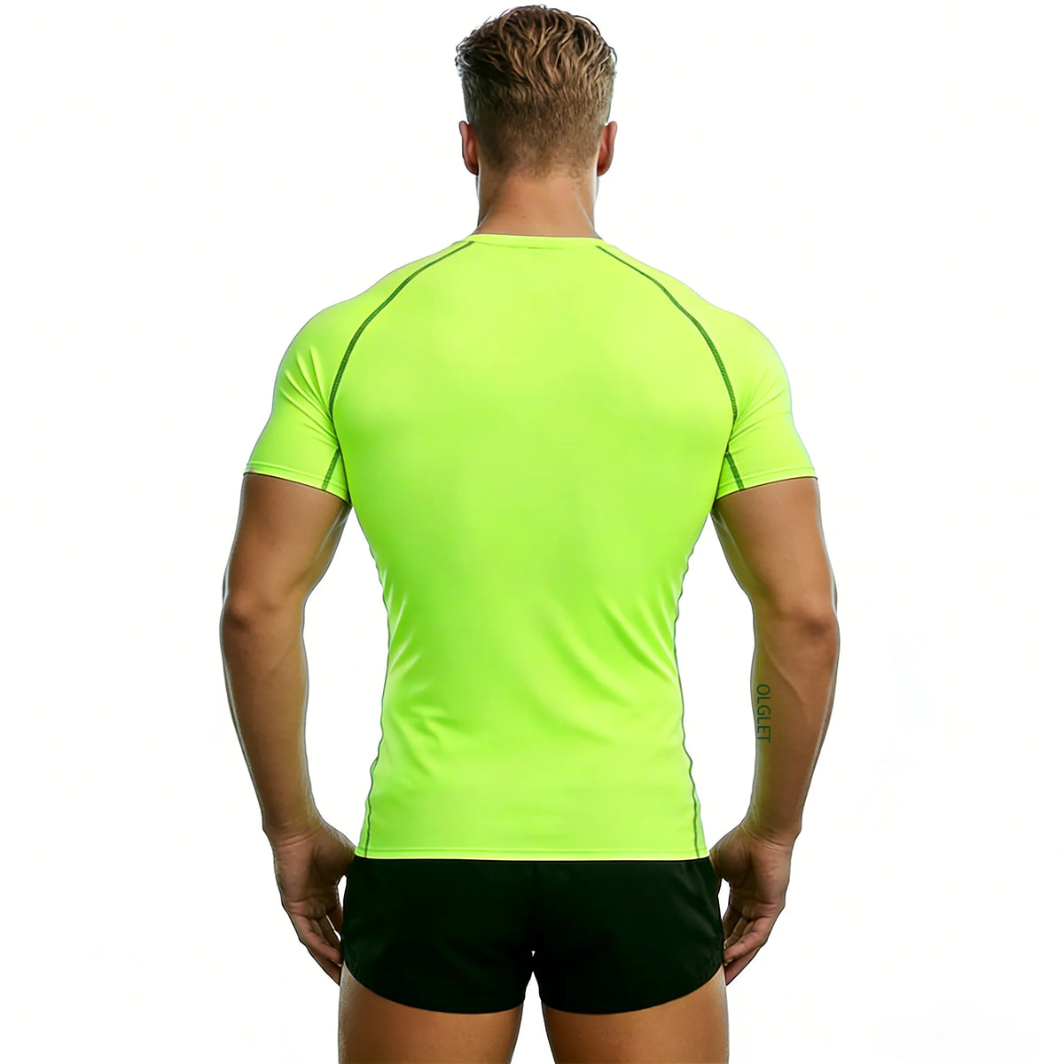 Men's Reflective Stripe Quick Dry Compression T-Shirt - Elastic Athletic Workout Top for Running, Gym, Fitness