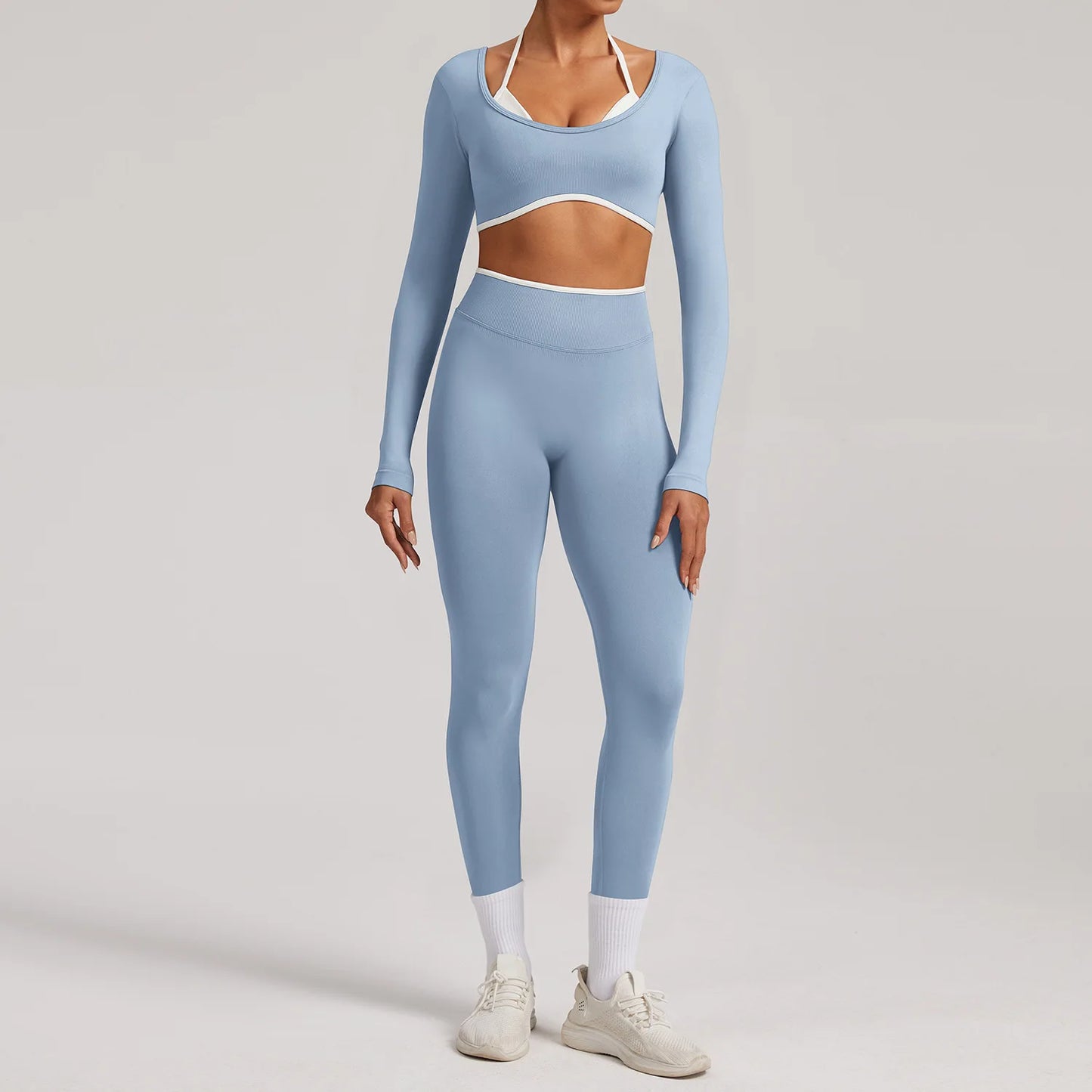 Sportswear 2PCS Seamless Yoga Set Gym Fitness Suit Women Yoga Tracksuits Workout Gym Clothes Crop Top Sports Leggings Suit
