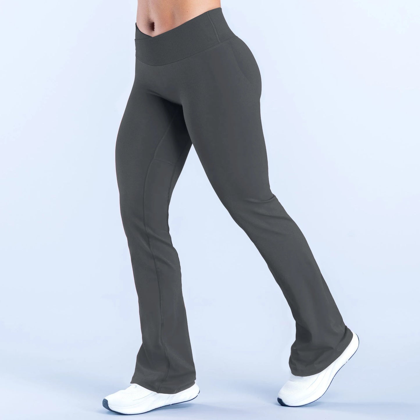 DF Vision Flares Women Seamless Gym Yoga Pants High Cross Waist Fashion Sports Leggings Fitness Wide-leg Workout Trousers