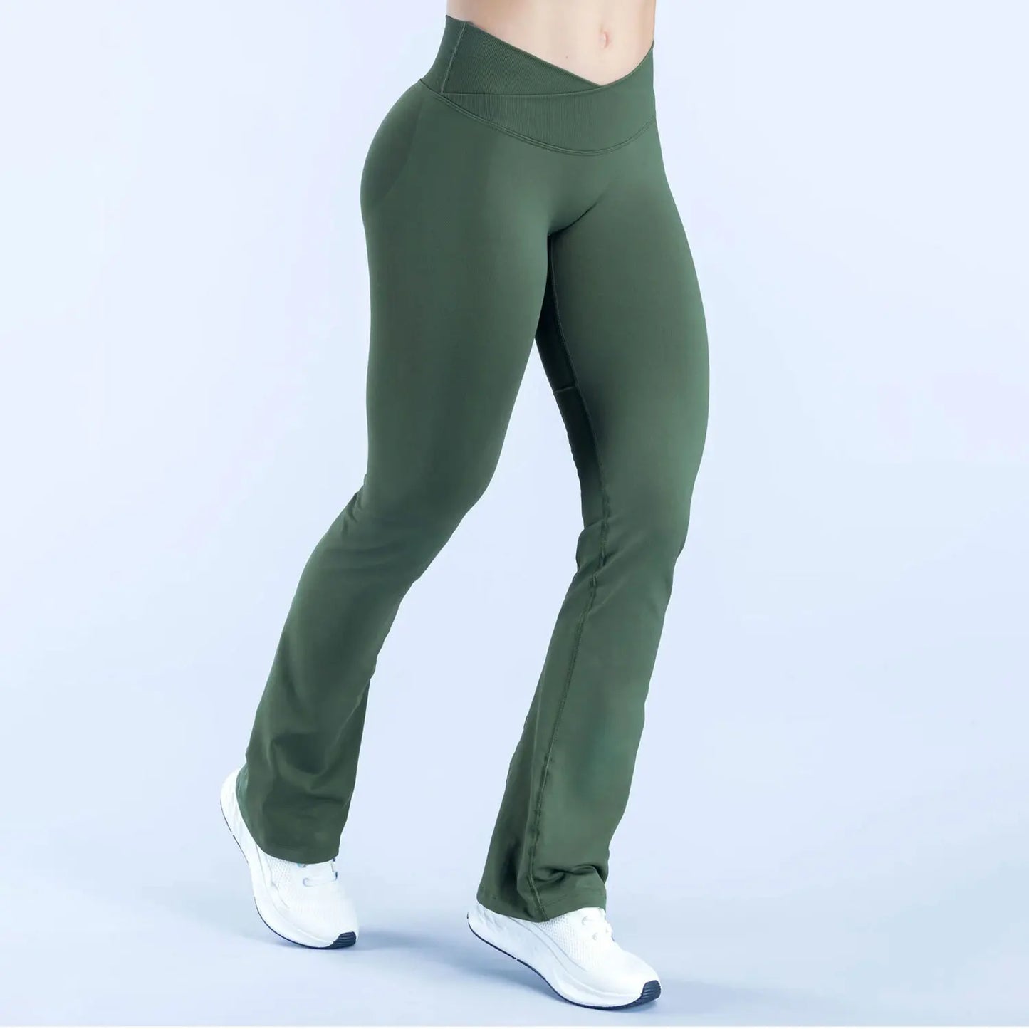 DF Vision Flares Women Seamless Gym Yoga Pants High Cross Waist Fashion Sports Leggings Fitness Wide-leg Workout Trousers