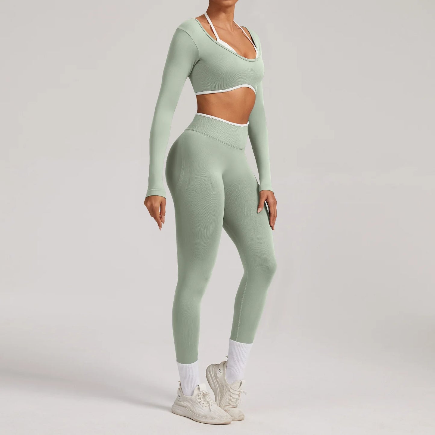 Sportswear 2PCS Seamless Yoga Set Gym Fitness Suit Women Yoga Tracksuits Workout Gym Clothes Crop Top Sports Leggings Suit