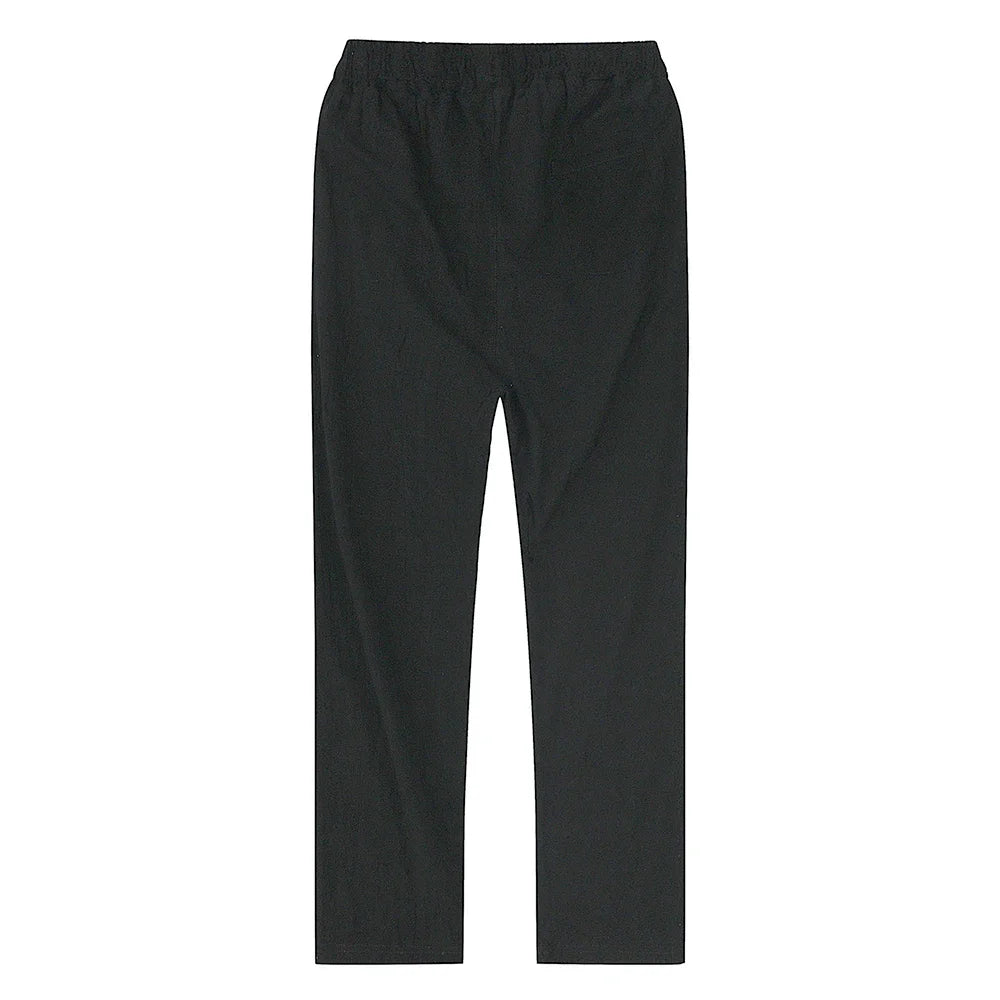2025 Men Cotton Linen Casual Pants Baggy Streetwear Men Joggers Sports Trousers Solid Color Long Straight Trendy Pants for Men