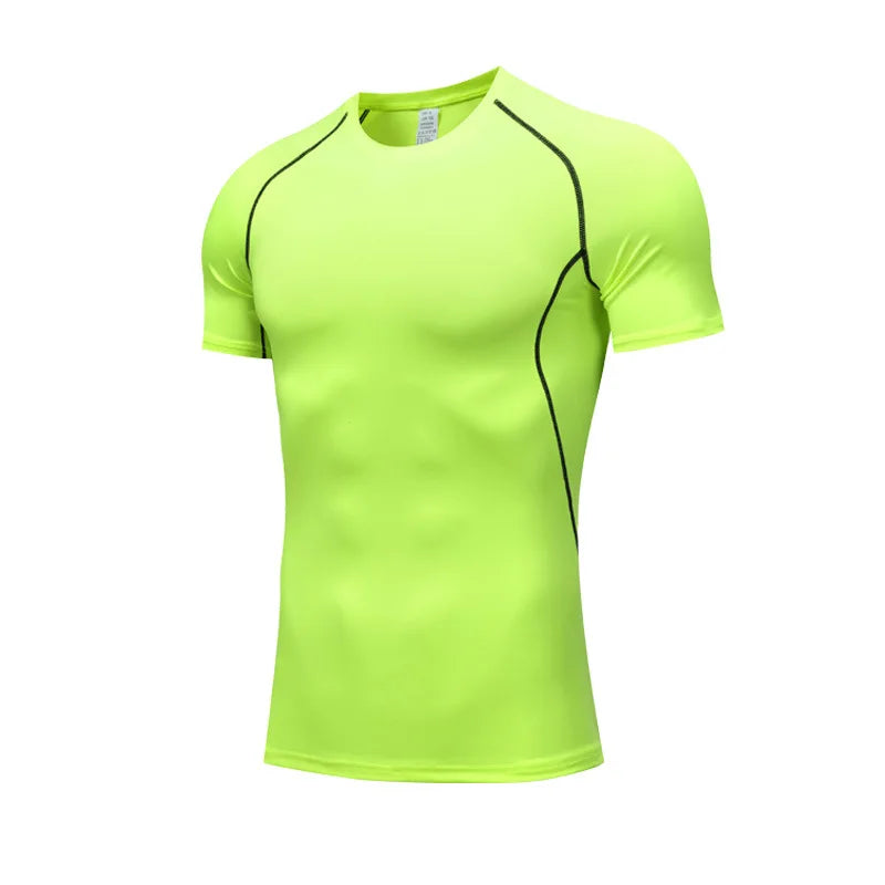 Men Short Sleeve t-Shirt Quick Dry Compression Shirts Fitness Gym t-Shirts Sport Bodybuilding Shirt Running Football Tee Shirts