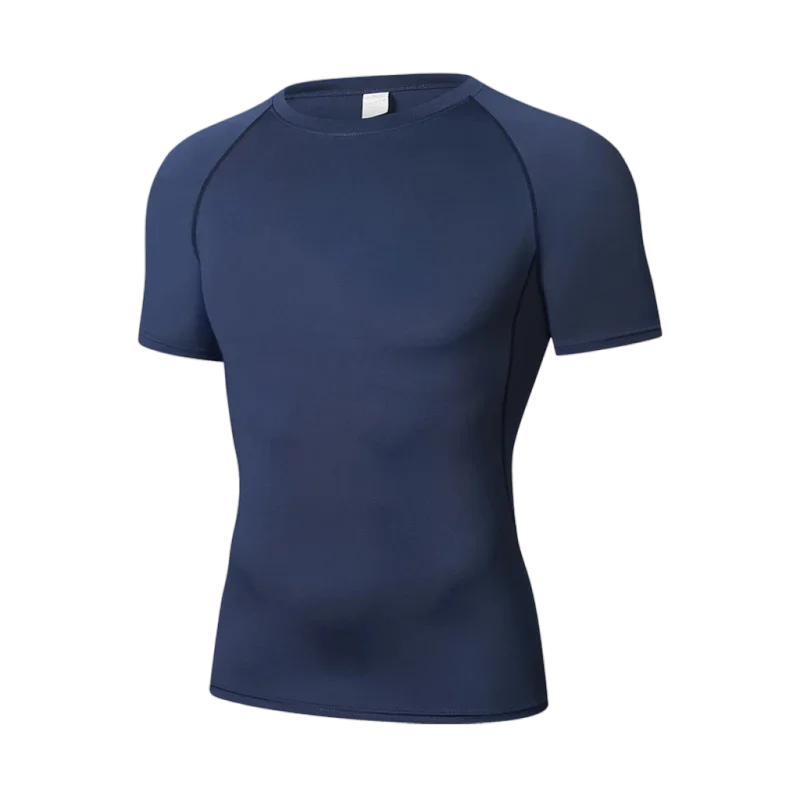 Men's Reflective Stripe Quick Dry Compression T-Shirt - Elastic Athletic Workout Top for Running, Gym, Fitness