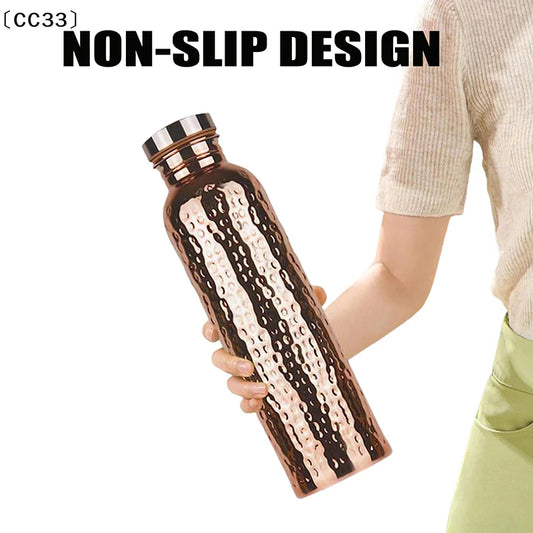 800ML Electroplated Copper Water Bottle One-Click Open Lid Anti-Slip Hammer Pattern Bottle Sports Water Bottle〔CC33〕