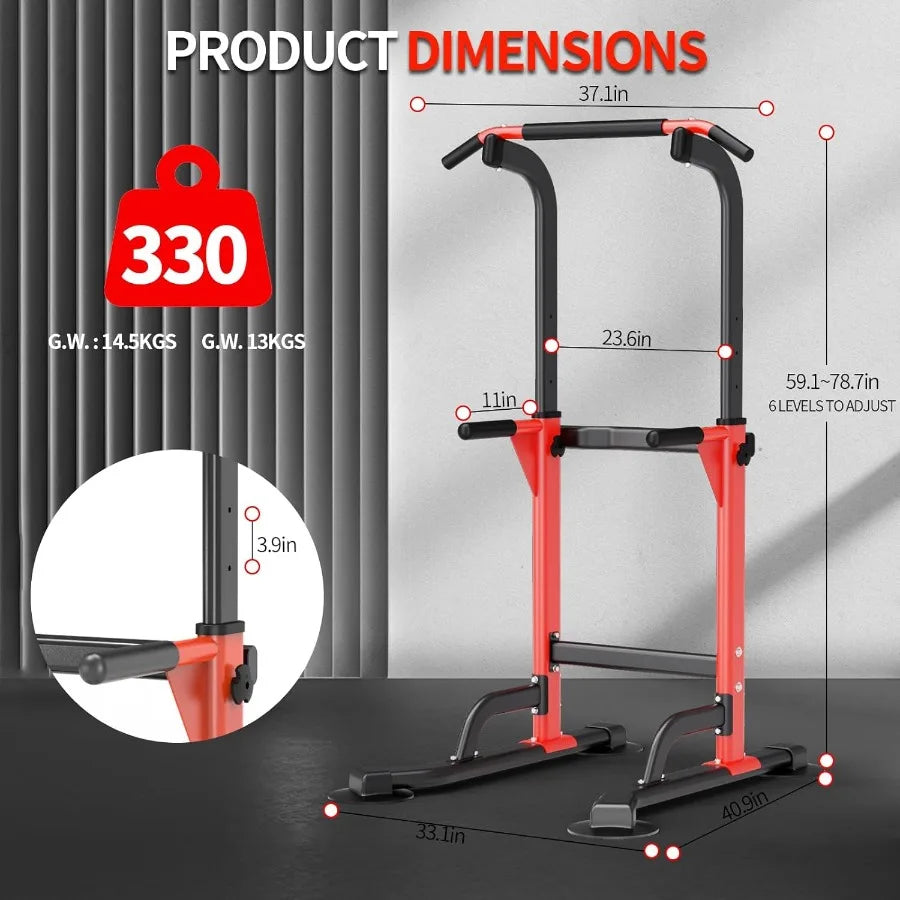 Dip Station - Home Gym Strength Training Pull-Ups Dip-Ups 330Lbs
