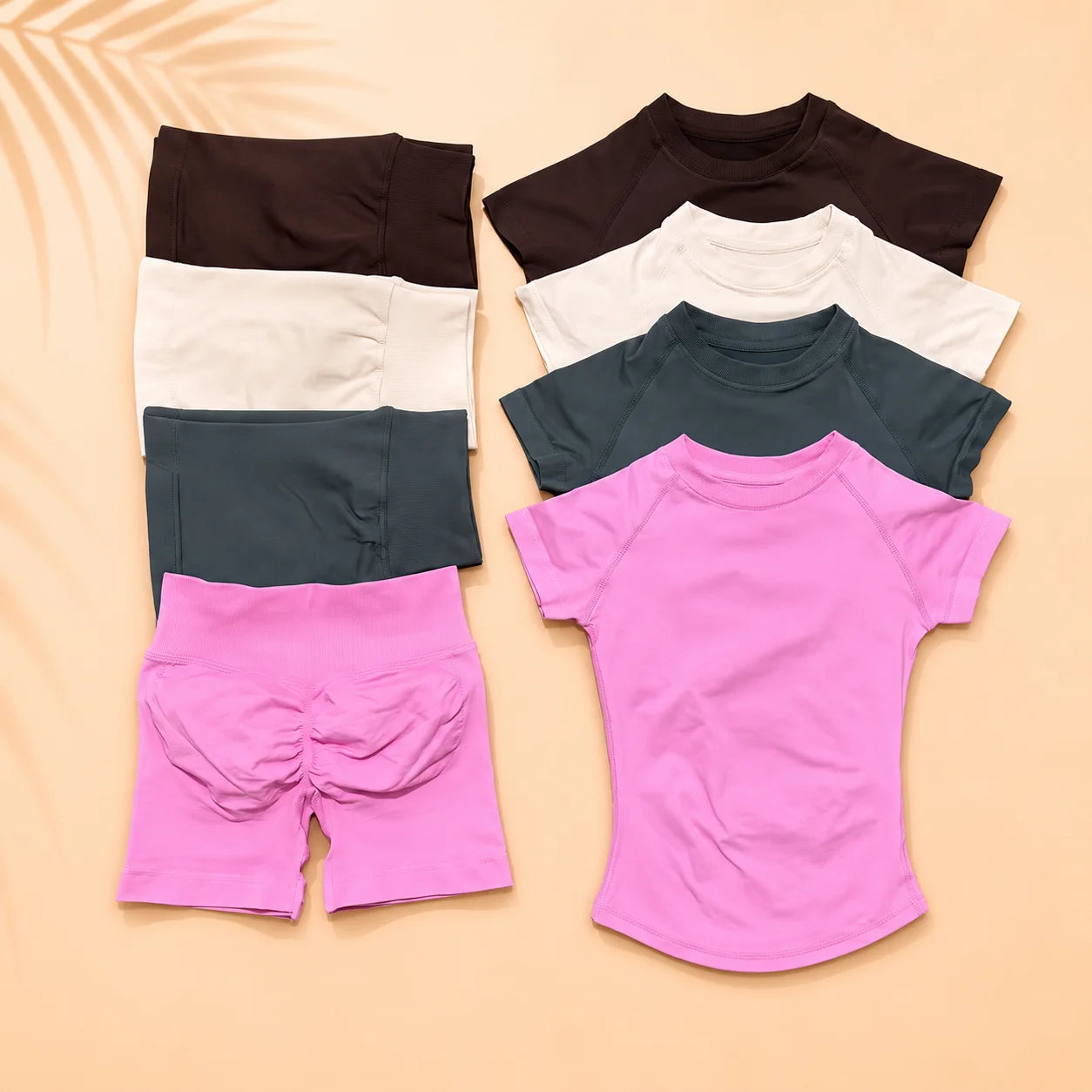 NoLogo Women Yoga Set Seamless Short Sleeve Sports Top High Waist Biker Shorts Fitness Gym Workout Activewear Set