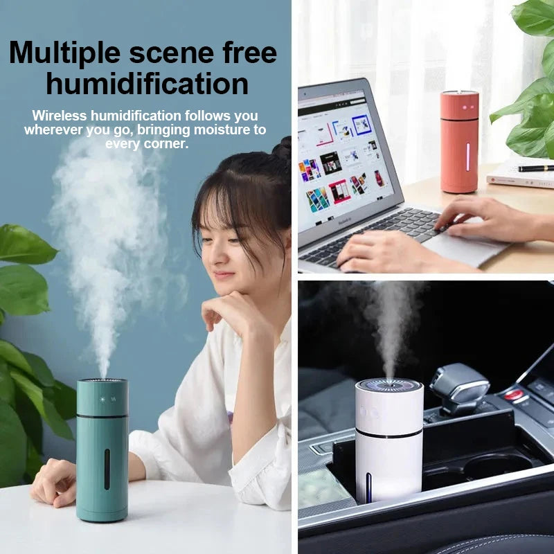 260ML Wireless Air Humidifier USB Aromatherapy Diffuser 1000mAh Rechargeable Battery Ultrasonic Cool Mist Maker Quiet Fogger