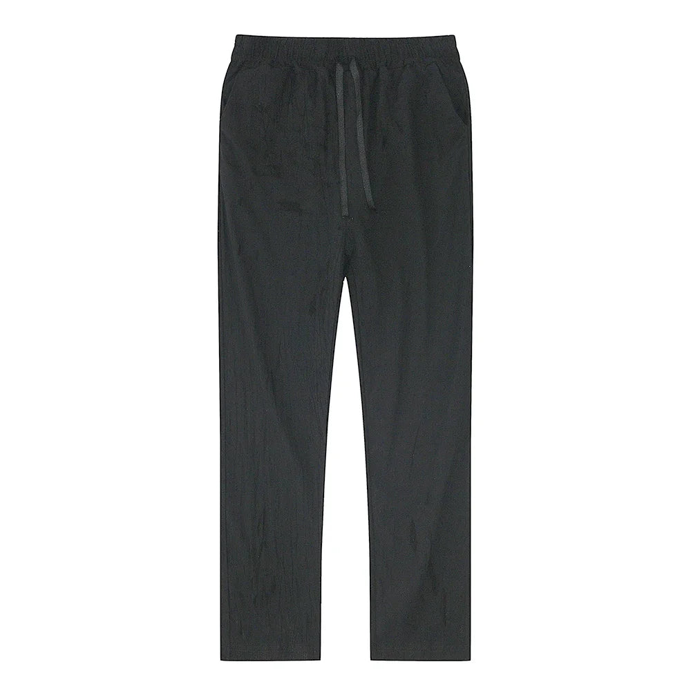 2025 Men Cotton Linen Casual Pants Baggy Streetwear Men Joggers Sports Trousers Solid Color Long Straight Trendy Pants for Men