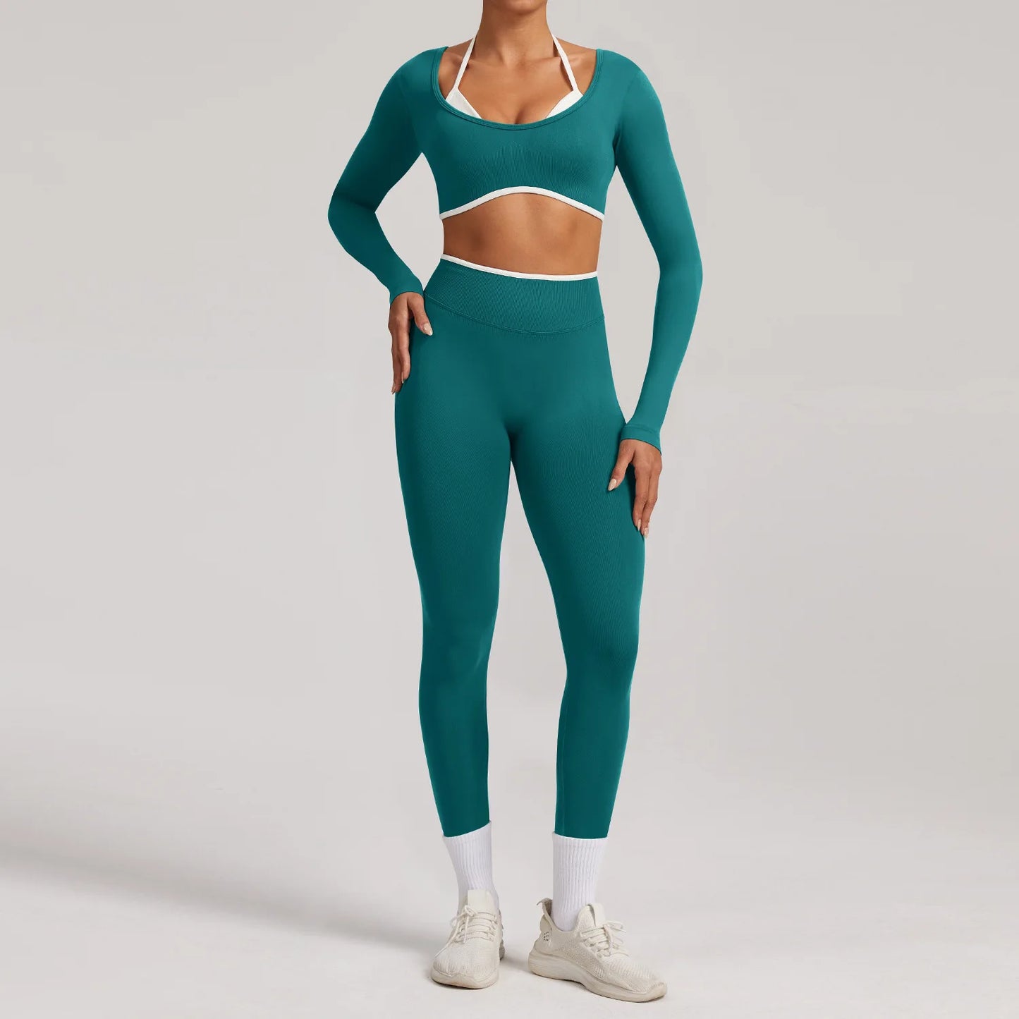 Sportswear 2PCS Seamless Yoga Set Gym Fitness Suit Women Yoga Tracksuits Workout Gym Clothes Crop Top Sports Leggings Suit