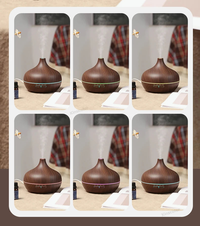 Wood Grain Aromatherapy Diffuser USB Humidifier Desktop Air Purifier Aroma Cool Mist Difusor/Essential Oil Set